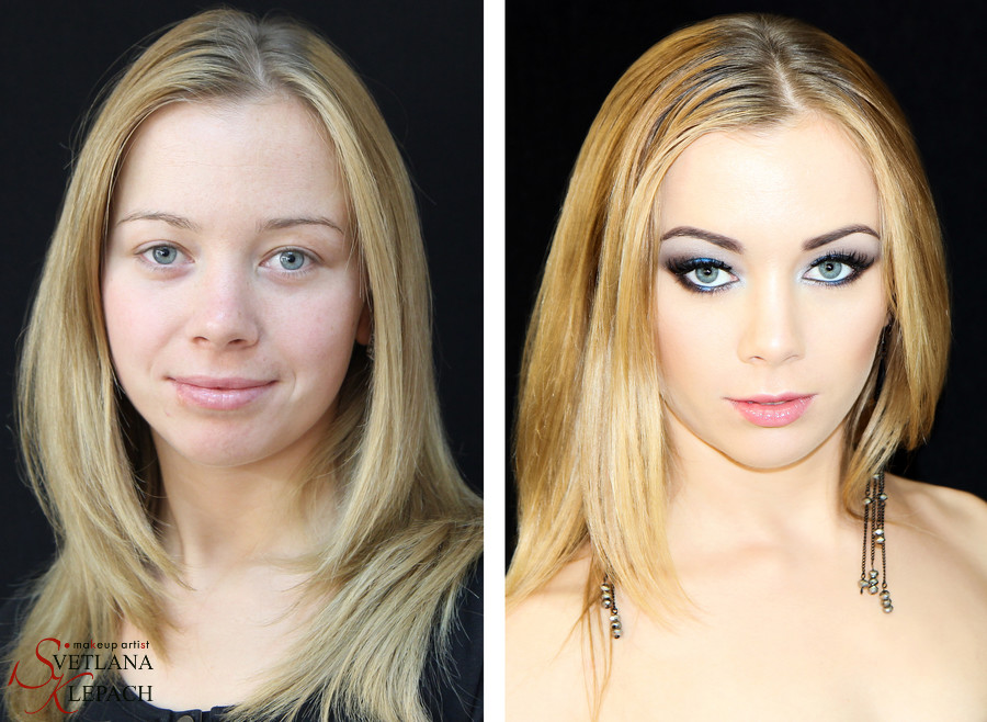 Вечерний макияж - до и после, Работы Светланы Клепач